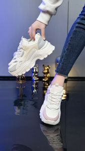 LURAD Sepatu Wedges wanita Warna Soft Polos Pink Sneakers Cewek Sol Empuk Hangout OOTD SM23