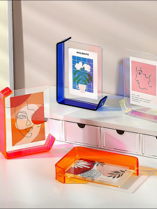 Acrylic Photo Frame L Shape Double Sided Transparent Tabletop Display Stand for 4R / 5R Photos INS Style