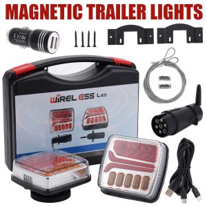  12V/24V Wireless Magnetic LED Taillight Trailer Tail Light IP65 Waterproof Dustproof Fast Charging Brake Reverse Multifunction