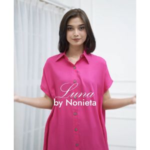 Nonieta Luna Daster Kekinian Terbaru Busui Bumil Baju Tidur Premium Rayon Polos Wanita Dress Homedress Pendek Kancing