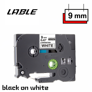 9/12mm Tz231 Label Tape Laminated Compatible for Brother P-touch Printer Label Tape Black on White Laminated Ribbons