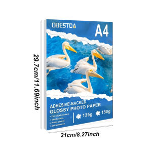 50 Tờ A4 4R Giấy In Ảnh Bóng Tự Dính 135gsm Một Mặt Cho Máy In Phun Chất Lượng Cao DIY Nhãn Dán Giấy