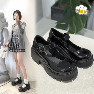 Womens Mary Jane Shoes Black Thick Bottom Shoes Classic Fashion Lolita/JK Black Height Increasing Shoes Casual Students Wild Style Mary Janes