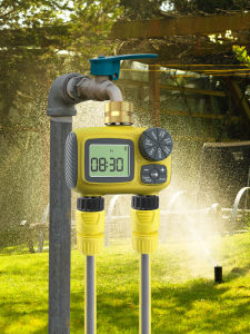 N366 Luxury Dual-Outlet Timer Programmable Irrigation Controller 1-3 Customizable Rain Delay Child Lock Power-Off Memory