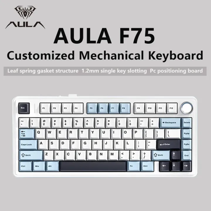 AULA | AULA F75 2.4G Wireless/Bluetooth/Wired Gaming Mechanical Keyboard RGB Customized 75% Layout OEM Profile Gasket Structure