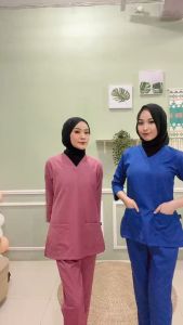 Baju OK Lengan 7/8 One set Jaga Perawat Nakes Pakaian kerja Bidan Dokter BahanToyobo