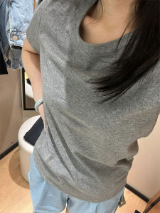 White Short Sleeve T-Shirt Womens Korean Style Slim Fit High Waist Versatile Basic Top Breathable Cotton Spring Summer
