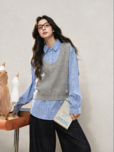 YIKEXIAOYEMEI | Áo Sơ Mi Caro Tay Dài Đa Năng Thời Trang