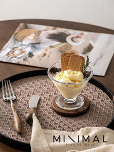 High Foot Glass Cup Dessert Ice Cream Pudding Creative Ins Glass Cup Triangle Shape Transparent Design for Cold Drinks