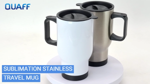 PSD - QUAFF Sublimation Stainless Steel Travel Mug 450ml (White and Silver)