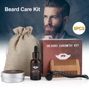 Beard Growth Oil for Men Original Beard Growth Kit Beard Growth Serum for Men Beard Derma Roller Titanium Beard Balm Comb