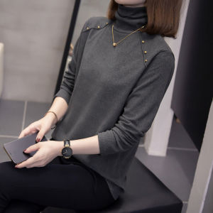 High Collar German Velvet Base Shirt Womens Inner Wear Outer Wear Spring Autumn Fashionable Large Size Top Winter Thickened Long Sleeve