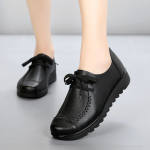 Womens Soft Bottom Slip-On Loafers Fall 2023 New Style Flat Low-Top Work Shoes Comfortable Anti-Slip Black Fashion Footwear