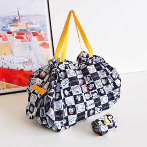 Portable Folding Shopping Bag Chiikawa Cartoon Accordion Single Shoulder Handheld Bag Lightweight Eco-friendly Storage Bag