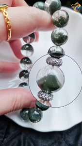 Collection Grade Rare Old Mine Brazil Green Phantom Bracelet with Exclusive Green Pyramid Bead