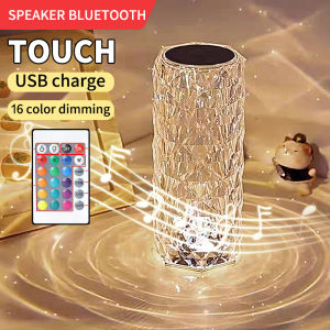 Rose Decorative Table Lamp Touch Switch Small Night Light Creative Small Gift Diamond Lamp Bedside Lamp Rechargeable