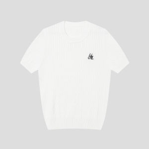 Cable Texture Old Money Style T-Shirt