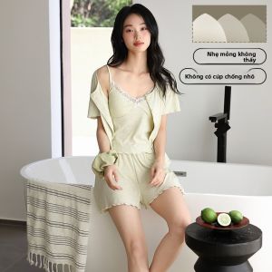 Bộ đồ ngủ MiiOW Cat Person nữ tay ngắn có đệm ngực thoáng khí
