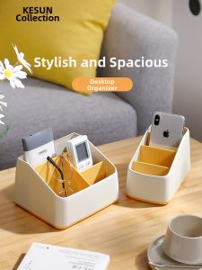 Creative Minimalist Desktop Organizer Box Office Stationery Storage Living Room Coffee Table Remote Control Storage Plastic