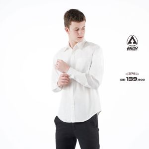 Aerostreet Kemeja Oxford Panjang Clovis White QFB2A