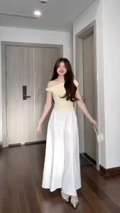 Quần ống rộng đũi vân mây dáng dài giả váy (CÓ BIGSIZE 40- 75KG) Quần váy cạp cao lưng chun--- Mã 096