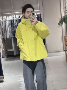 YUFUQING | Loose Casual Yellow Hooded Stand Collar Womens Jacket Spring New Style Korean Version Flying Coat Comfortable Polyester Fiber