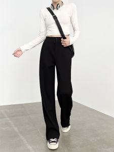 High Waist Straight Leg Trousers Womens Spring Autumn 2025 New Narrow Version Suit Pants Drapey Casual Wide Leg Pants