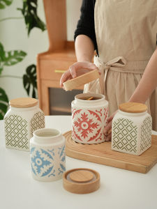 ขวดเก็บของแบบซิปเปอร์ ถ้วยเซรามิก ทรงกลม สำหรับใช้ในครัว สำหรับเก็บกาแฟ ถั่ว ถั่วเหลือง พริก น้ำมัน ป้องกันแสงแดด อุปกรณ์บ้านๆ