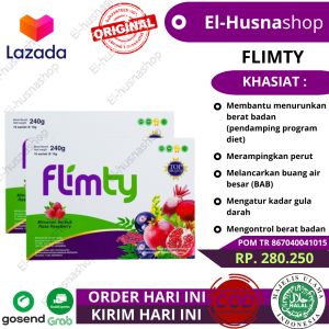 Flimty Fiber Original Asli 1 Box Isi 16 Sachet Detox Pelangsing Menurunkan Berat Badan Pelancar BAB Paling Ampuh