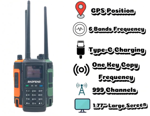 Baofeng UV-17H 2PC Walkie Talkie GPS Position Six Band 999CH Multimode Scanning 1800mah Two Way Radio Type-C Charging