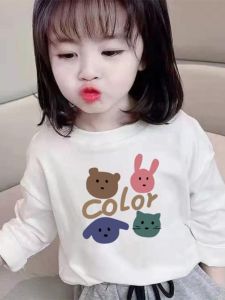 Áo Thun Cotton Dài Tay Cho Bé Trai Và Bé Gái Mùa Xuân Thu Mới Về Áo Thun Cotton A-Class Màu Trắng Bên Trong Quần Áo Cơ Bản