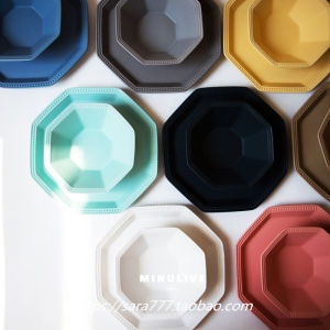 Matte Ceramic Plate Set Creative Breakfast Plate Nordic Style Pure Color Macaron Color Home Use Dishwasher Safe Dinnerware