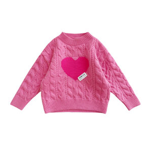 Thời Trang Thoải Mái Áo Len Dệt Kim Dành Cho Bé Gái Họa Tiết Trái Tim Ấm Áp Mùa Thu Mùa Đông Quần Áo Trẻ Em Mới Xuất Hiện Của Trẻ Em Thời Trang Sành Điệu Áo