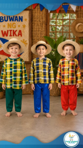 Baby Fourths Couture Buwan ng Wika Traditional Ilocandio Checkered Costume Terno for Kids Cultural Events Philippines (RANDOM DESIGN)