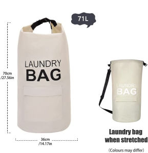 71L Laundry Bag Laundry Basket Room Organizer Backpack with Adjustable Shoulder Straps and Pocket Clothes Hamper