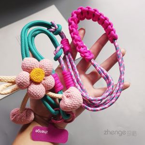Outdoor Multi-Functional Mobile Phone Lanyard Crossbody Woven Heart Flower Adjustable Neck Strap High-End Carrier Shell Rugged
