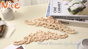 Wood Appliques Unpainted Wood Carved Onlays Appliques DIY Decorative for Cabinet Doors and Windows