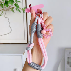 Universal Braided Mobile Phone Lanyard Strap Cute Star Hanging Chain Ring Cord With Patch Wrist Strap Phone Detachable