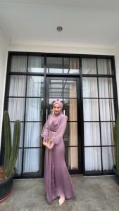 Baju Muslim Berkualitas Tinggi: Salwa Dress Tulle Bahan Satin Silk Mix Brukat Tile Mutiara