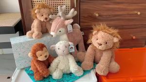 [Original with Blue Dust Bag] JELLYCAT Wave Fur Lion Lamb Monkey Doll Christmas Gift Plush Doll Three Labels Complete