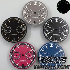 31.5mm FXD Pelagos VK64 Watch Dial Hand Set Black/Burgundy Red/Navy/Grey Chronograph 6oclock Date C3 Luminous Fit VK64 Movement