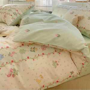 Soft Washed Cotton Double Gauze Fresh Style Bedding Set 4 Pieces