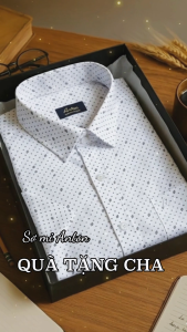 Áo Sơ Mi Nam Công Sở Trung Niên Ngắn Tay Vải Cotton Họa Tiết Chấm Bi Nhỏ Màu Trắng Anton - Y808
