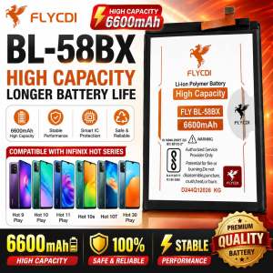 FLYCDI BL-58BX 6600mAh Replacement Battery for Infinix Hot 9 Play Hot 10 Play Hot 11 Play Hot 10s Hot 10T Hot 30 Play