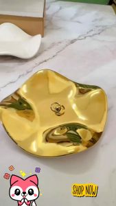 AKIRO HOME Elegant Irregular Wavy Luxury Jewelry Tray Organizer Home Decor Tray Ceramic Trinket Dish Tray for Ring Watch Key Vanity Tray Dulang Seramik 陶瓷托盘