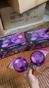 Bộ còi ngân tím 6 tiếng Samji dùng cho ô tô xe tải. Còi ngân tím Hàn Quốc xịn. Điện 12v và 24v (1 bộ)
