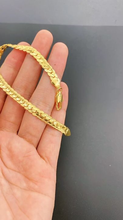 100% original pawnable 18k Saudi gold bracelet men's Cuban 5M horsewhip  chain wedding jewelry gift for friends | Lazada PH