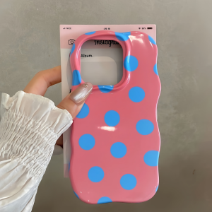 INSน่ารักคลื่นแฟชั่น2 in 1ที่มีสีสันสามารถลายจุดกรณีสําหรับiPhone 16 15 14 13 Pro Maxกล้องปกป้องกันกระแทกฝาครอบโทรศัพท์