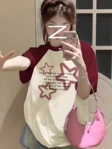 round Neck Short sleeve T-shirt Girls Older Children 15 Summer Thin Junior High School Students Loose Casual Raglan Sleeve Top