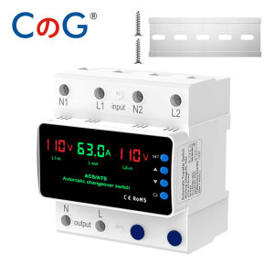 CG | CG LED Display Automatic Transfer Switch 63A 110V Adjustable 2P Dual Power ATS DIN Rail Mount Over Voltage Current Protector